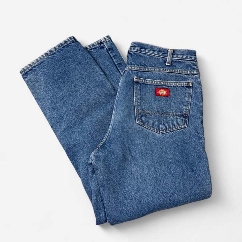 Dickies Flannel Lined Jeans Size 34x30 Blue Denim Workwear